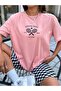 Pink Women's Tennis Ball Printed Oversize T-shirt - 2