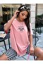 Pink Women's Tennis Ball Printed Oversize T-shirt - 3