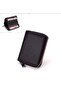 Women's Credit Card Holder Mini Black Genuine Leather Wallet with Ten Compartments - 3