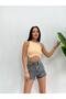 Sleeveless Waist Chain Diamond Stone Detailed Crop Camisole Fabric Blouse Stonecrop - 3