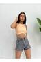 Sleeveless Waist Chain Diamond Stone Detailed Crop Camisole Fabric Blouse Stonecrop - 5