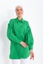 Hidden Placket, Flower Brooch Jewelled Embroidered, Balloon Sleeve Detail, Comfortable Fit, Woven Shirt - 6