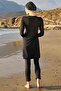 Women's Large Size Long Sleeve Lycra Hijab Black Swimsuit 2c3t1n31-1 - 2