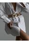 Interlocking Straw Elastic Women's Belt with Gold Buckle, Jacket Belt, Shirt Belt, Dress Belt - 2