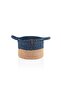 Spt0038 - Navy Blue Bamboo Round Basket with Jutte Handle 25X20 cm - 2