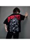 Disaster Printed Oversize Unisex Cotton Black T-shirt