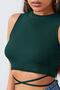 Women's Green Cross Tie Crop Top Blouse - 2