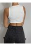 Sleeveless Waist Chain Diamond Stone Detailed Crop Camisole Fabric Blouse Stonecrop - 4
