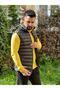 Men's Black Puffer Vest with Zipper Pocket Stand Collar Sleeveless Vest