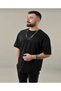 Men's Black Plain Crew Neck Oversize T-shirt - 2