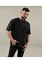 Men's Black Plain Crew Neck Oversize T-shirt - 3