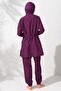 Long Sleeve Zippered Parachute Hijab Swimsuit Purple 231915 - 2
