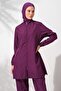 Long Sleeve Zippered Parachute Hijab Swimsuit Purple 231915 - 3