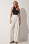 Women's Light Cream Pleated Wide Leg Trousers GK00008
