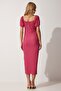 Women's Dark Pink Gathered Saran Summer Knitted Dress DD01202 - 3