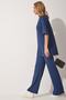 Women's Indigo Blue Ribbed Stretchy Knitted Bottom Top Set KH00086