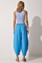 Women's Blue Linen Shalwar Trousers DZ00081 - 5