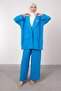 Sky Blue Oversized Cut Brooch Detailed Hijab Suit