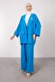 Sky Blue Oversized Cut Brooch Detailed Hijab Suit - 3