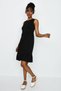 Women's Black Crew Neck Skirt Frilly Knitted Dress - 4