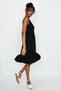 Women's Black Crew Neck Skirt Frilly Knitted Dress - 5