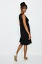 Women's Black Crew Neck Skirt Frilly Knitted Dress - 7