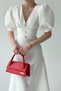 Women's Cotton Atlas Fabric Button Detailed V-Neck Short Balloon Sleeve Midi Length Bell-Cut White Dress 153 - 2