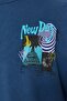 Indigo Oversize/Wide Cut Tumbled/Faded Effect Mystic Printed 100% Cotton T-Shirt Tmnss22Ts0838 - 5