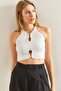 Women's Hook Pattern Corded Crop Knitwear Blouse - 3