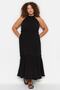 Black Halter Collar Woven Dress TBBSS23AH00207 - 4