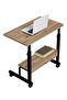 Laptop Stand and Desk with Height Adjustable Shelf - Walnut (Wheeled) 70X40 Oval Edge