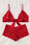 Women's Red Lace & Ribbon Bra Panties Set - 3