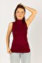 Claret Red Turtleneck Lycra Women's Body - Zero Sleeve Combed Cotton - 2