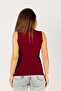 Claret Red Turtleneck Lycra Women's Body - Zero Sleeve Combed Cotton - 4