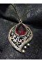 Vintace Antique Copper Necklace with Red Zircon Stone - 4