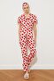 Pink Strawberry Pattern Ribbed Sleep Band Knitted Pajamas Set Thmss21Pt0784 - 2