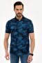 Navy Blue Slim Fit Polo Neck T-Shirt - 2
