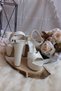 Pearl White Ankle Strap Open Front Thick Heel Platform Bridal Shoes - 6