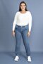 Women's Plus Size Blue Wash Effect Jeans 65n23317