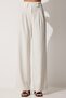 Women's Light Cream Pleated Wide Leg Trousers GK00008 - 4