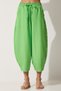 Women's Pistachio Green Linen Shalwar Trousers DZ00081 - 4