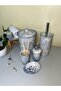 Dara Collection 5 Piece Bathroom Set Transparent-Blue Marble Pattern - 4