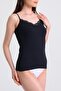 Women's Black Color 4 Pack Cotton Rope Suspender Undershirt - 4