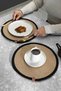 2 Pieces 32cm Round Black Striped American Service Wicker Jute Braid Charger Presentation Set