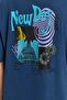Indigo Oversize/Wide Cut Tumbled/Faded Effect Mystic Printed 100% Cotton T-Shirt Tmnss22Ts0838 - 7