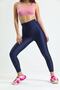 Thick Belt High Waist Shiny Disco Leggings - Navy Blue - 2