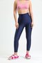 Thick Belt High Waist Shiny Disco Leggings - Navy Blue - 3