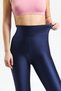 Thick Belt High Waist Shiny Disco Leggings - Navy Blue - 6