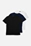 Navy-Black-White Slim/Fitted Cut Crew Neck Basic 100% Cotton 3-Pack T-Shirt TMNSS19BO0007 - 10