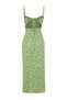 Green Floral Patterned Straight Cut Slit Detail Viscose Midi Woven Dress TWOSS23EL02085 - 8
